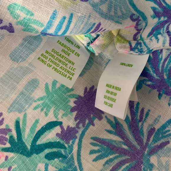 Lilly Pulitzer | Colourful Linen Ocean Cove Tunic Top “Private Island” - Medium - Picture 6 of 7